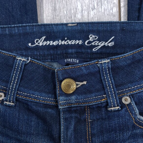 American Eagle Womens Slim Bootcut Jeans Size 6 Dark Blue Wash Stretch Pants - Picture 6 of 8